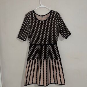 EYEDOLL Dress Black + Blush Pink A-line Knit Elbow Sleeve ANTHROPOLOGIE medium